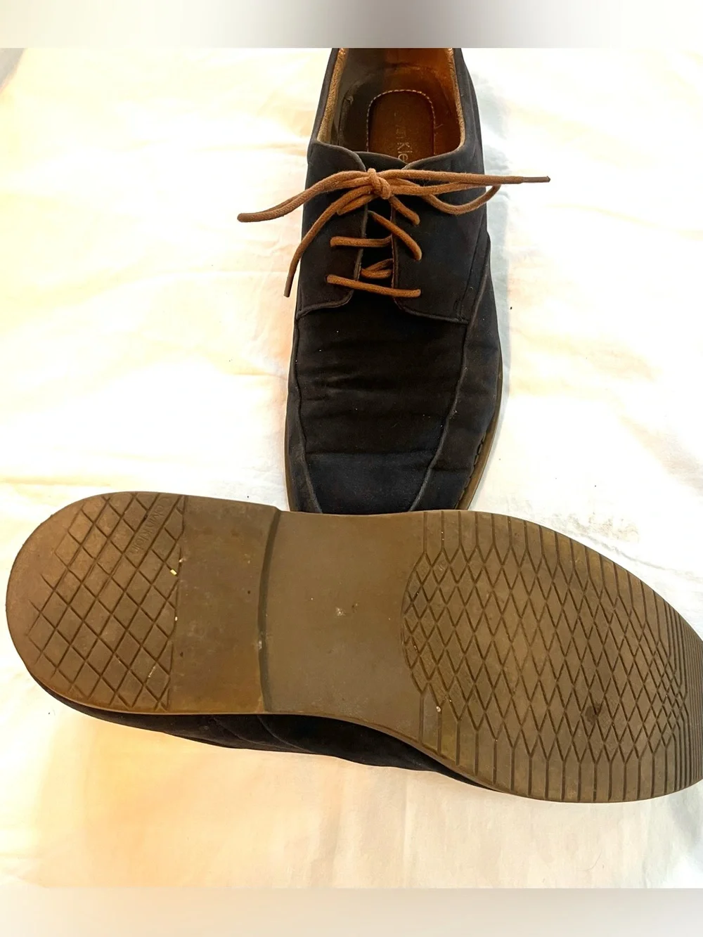 Calvin Klein Men's Dark Brown Suede Lace-Up Oxford Dress Shoes